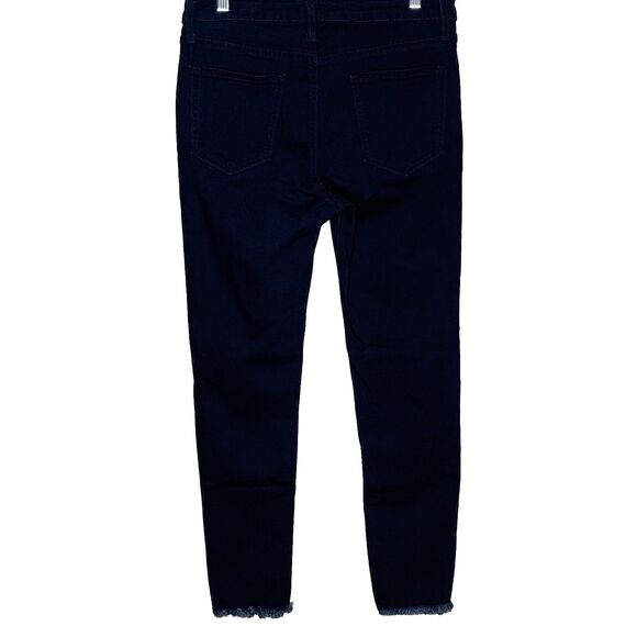 Just Black High Rise Button Fly Skinny Jeans Women’s Size 30 Dark Wash Frayed - Picture 5 of 8